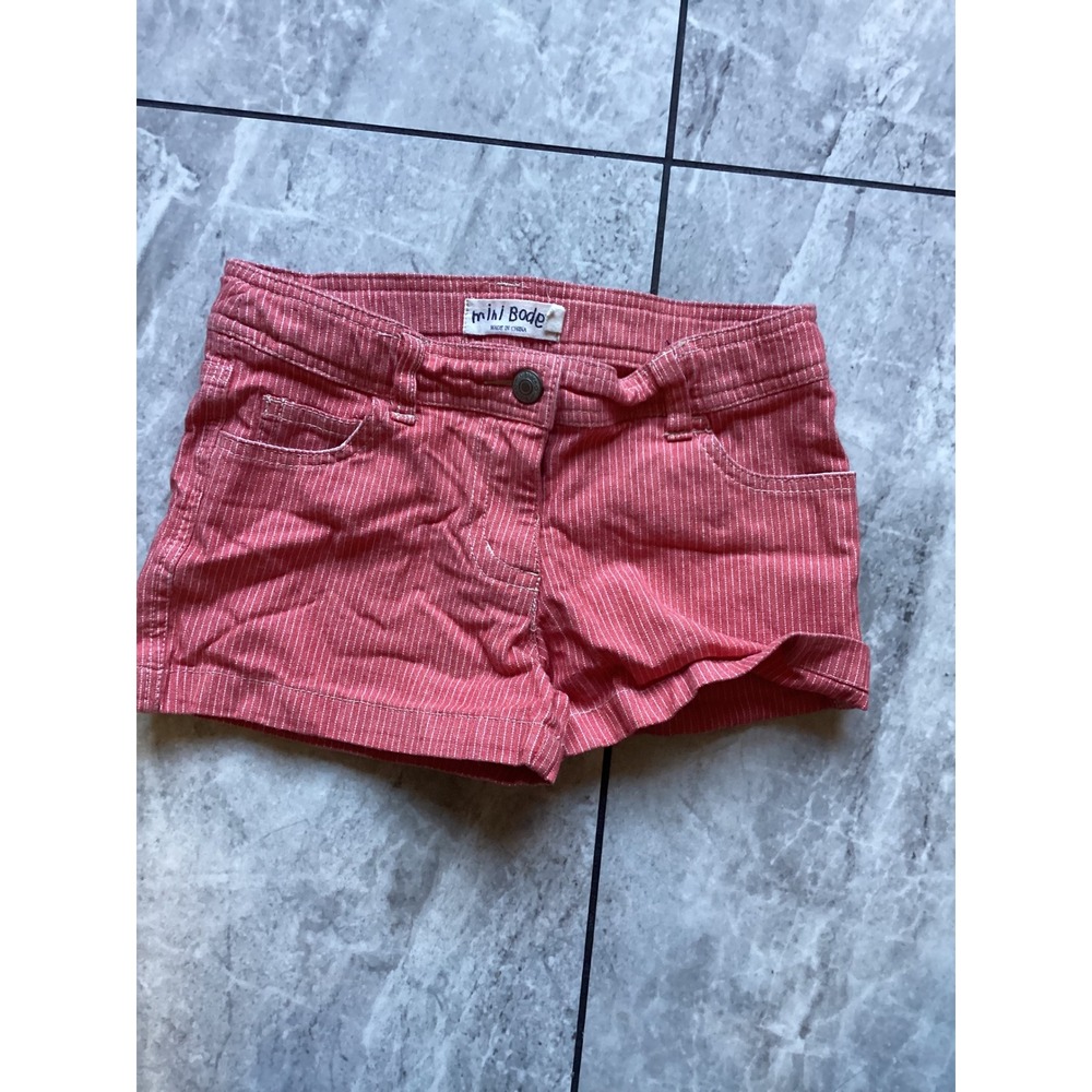 Mini Boden Girls Red White Pinstripe Heart Pocket Shorts Size 9Y 32467 - Picture 1 of 6
